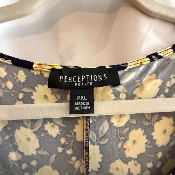 Perceptions Petite Floral Dress - Soft Blue and Cream - Picture 3 of 5